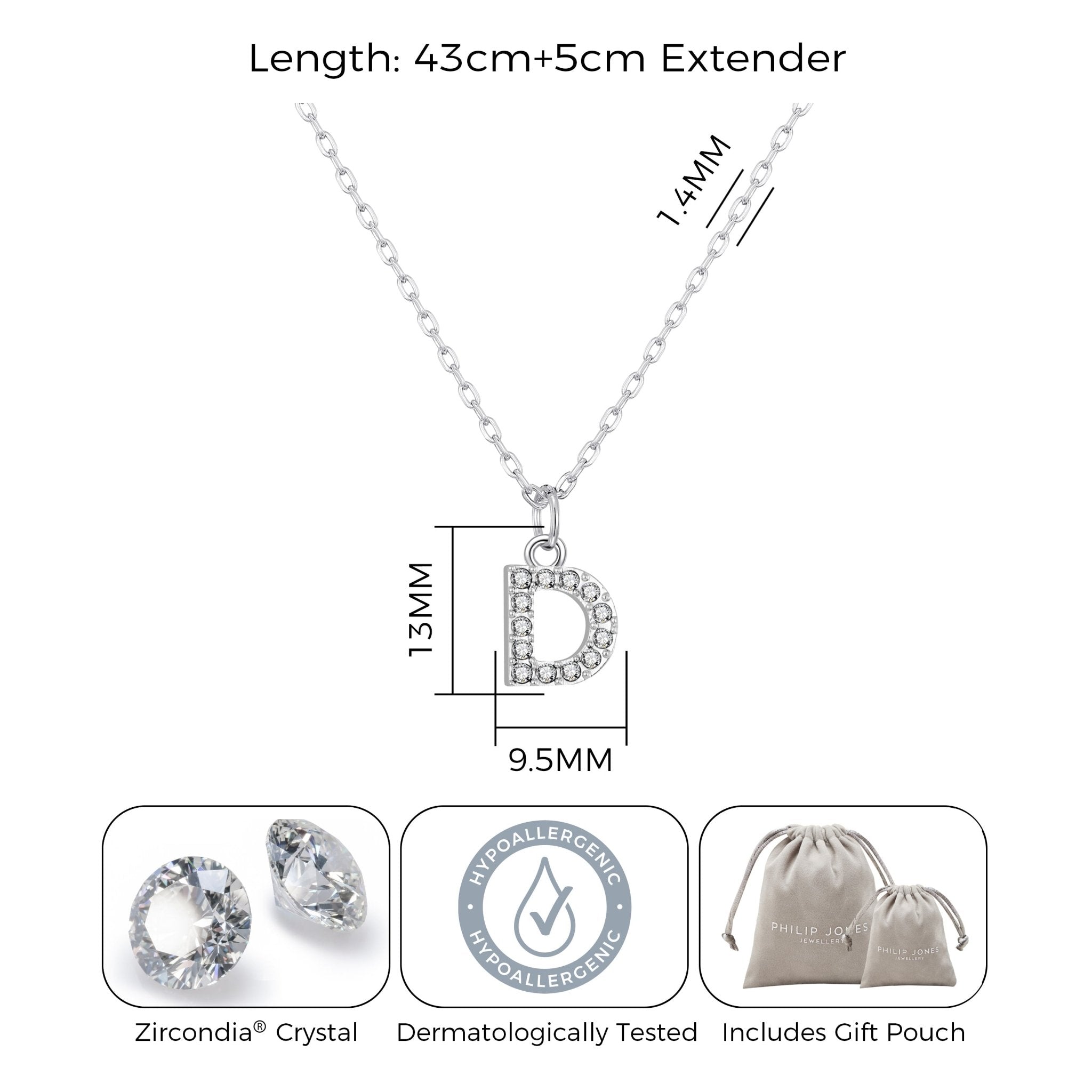Pave Initial Necklace Letter D Created with Zircondia® Crystals