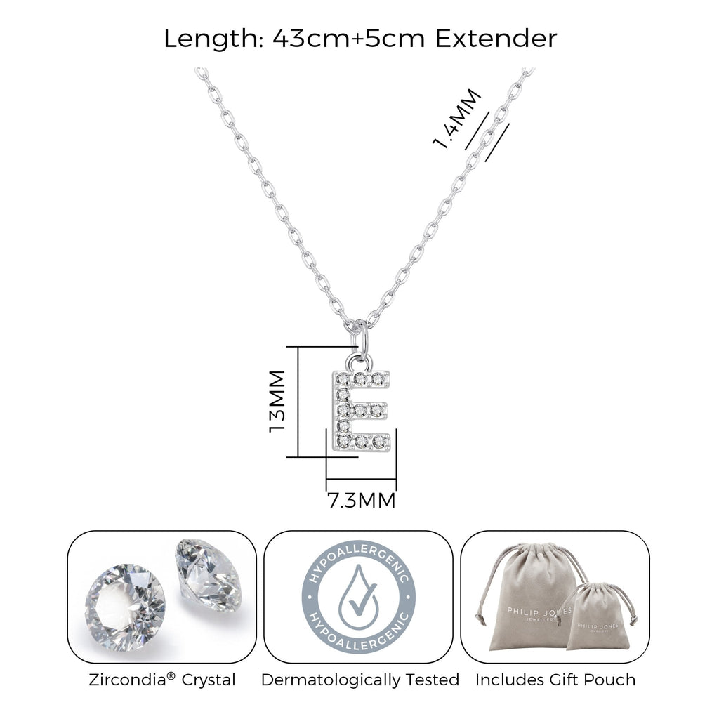 Pave Initial Necklace Letter E Created with Zircondia® Crystals