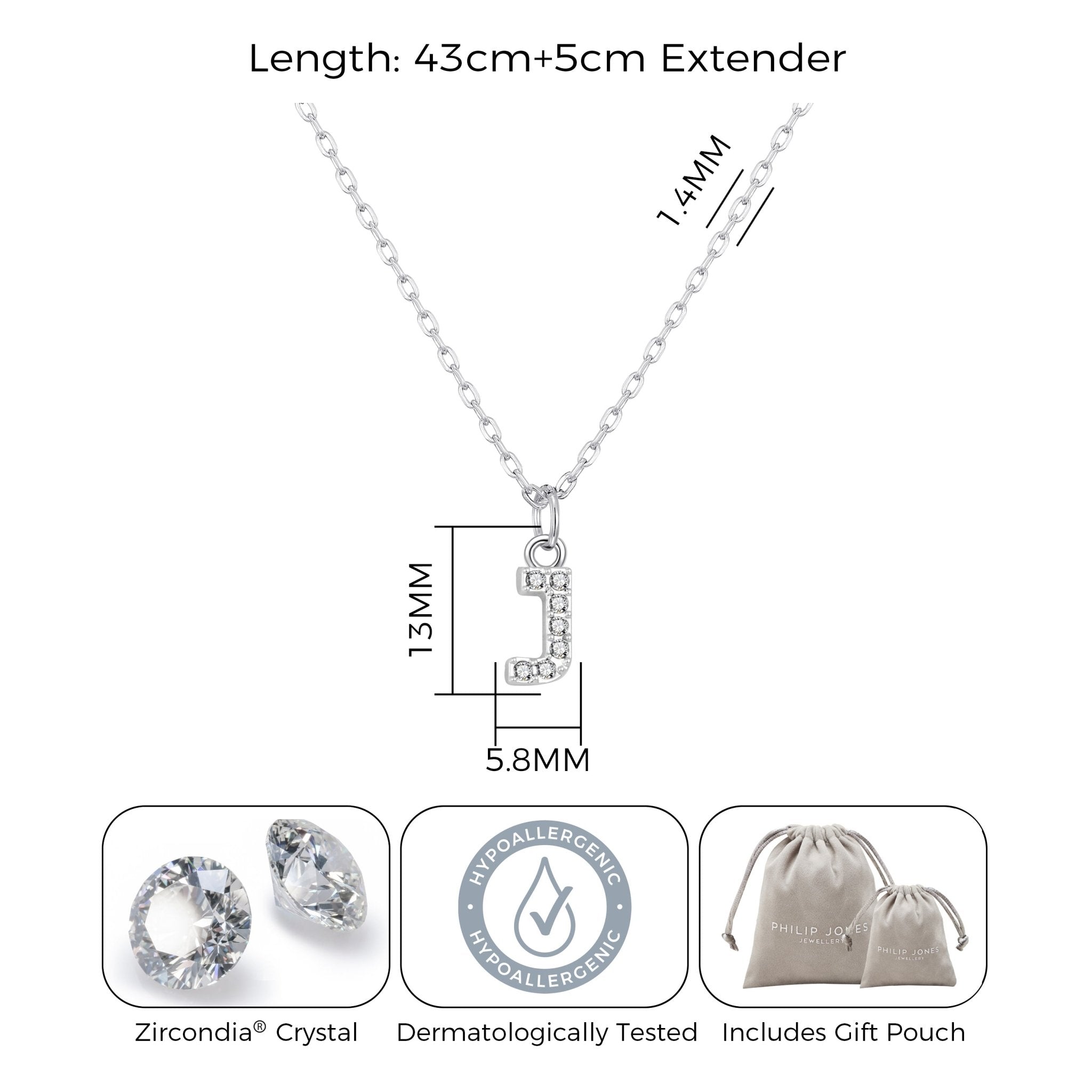 Pave Initial Necklace Letter J Created with Zircondia® Crystals