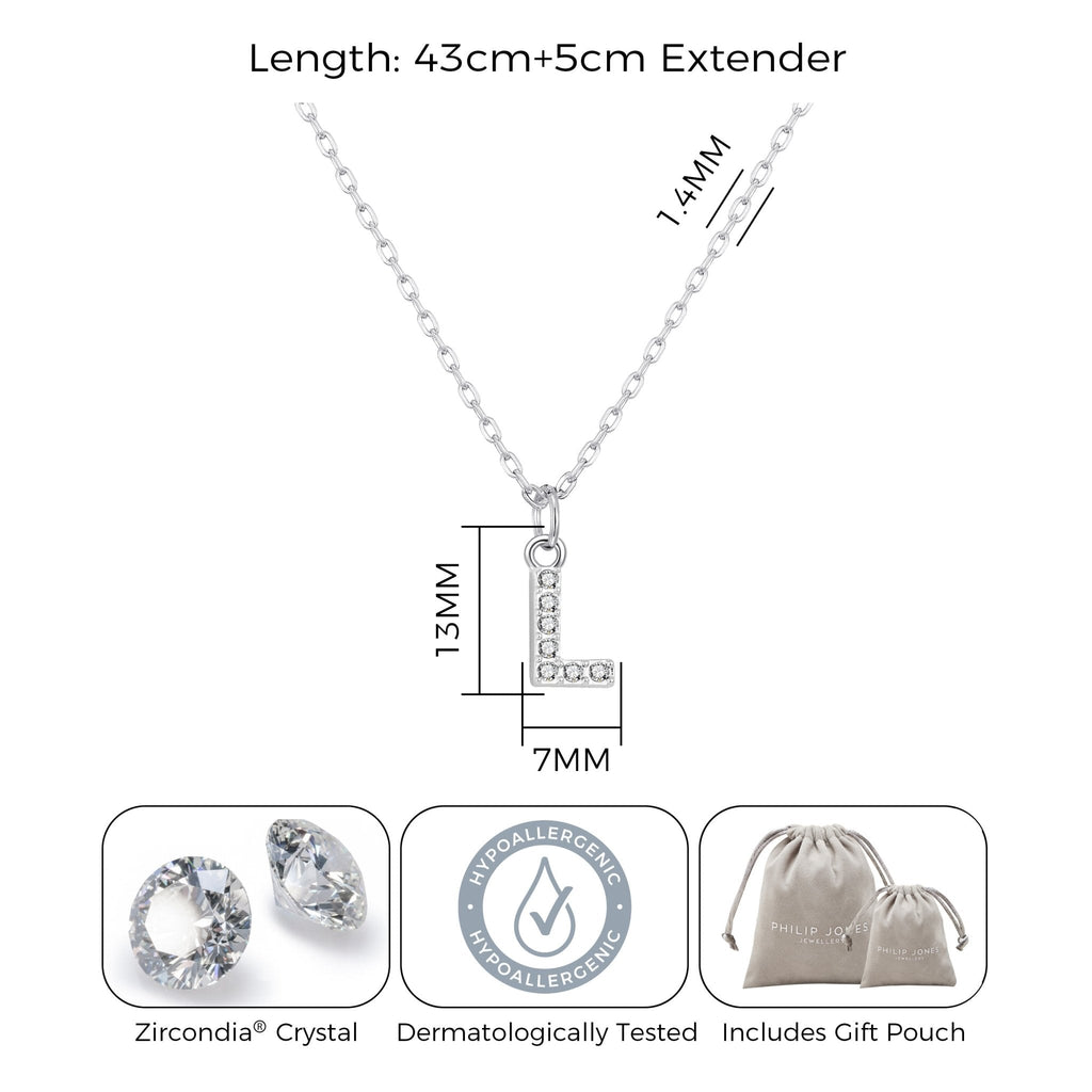 Pave Initial Necklace Letter L Created with Zircondia® Crystals