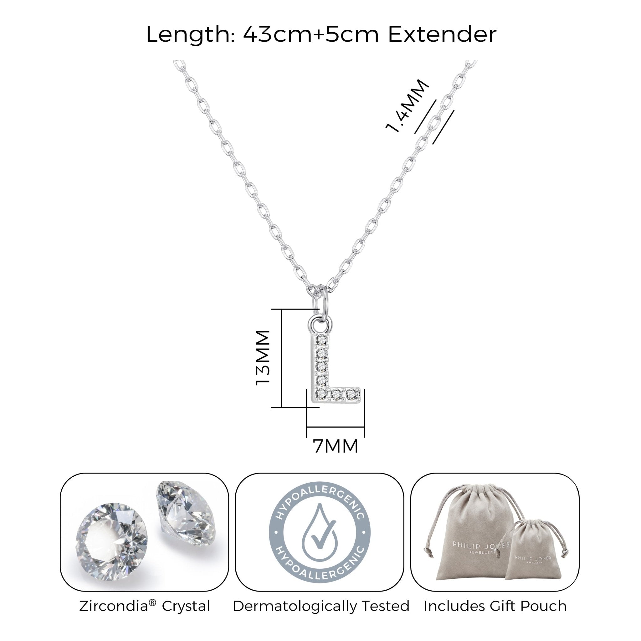 Pave Initial Necklace Letter L Created with Zircondia® Crystals