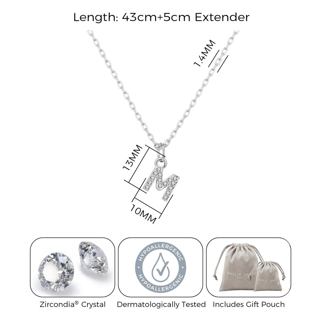 Pave Initial Necklace Letter M Created with Zircondia® Crystals