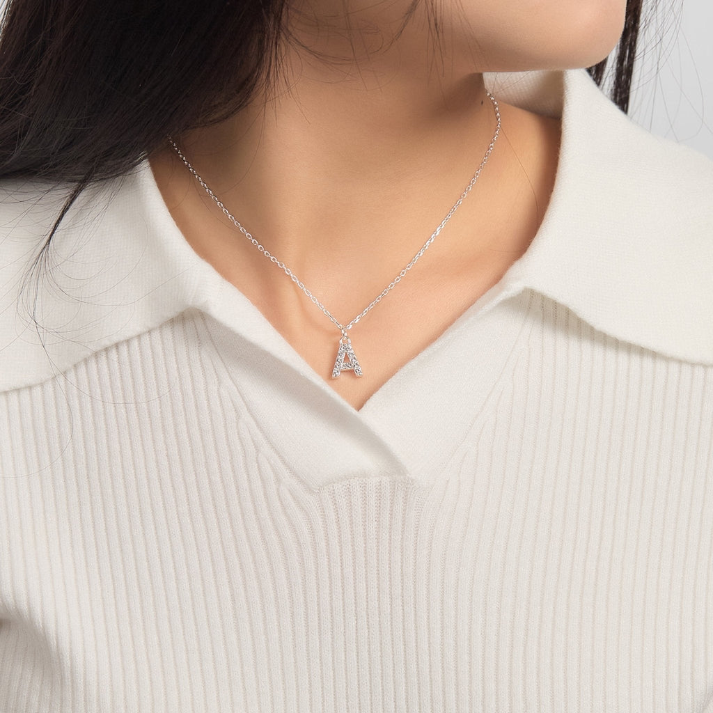 Pave Initial Necklace Letter A Created with Zircondia® Crystals
