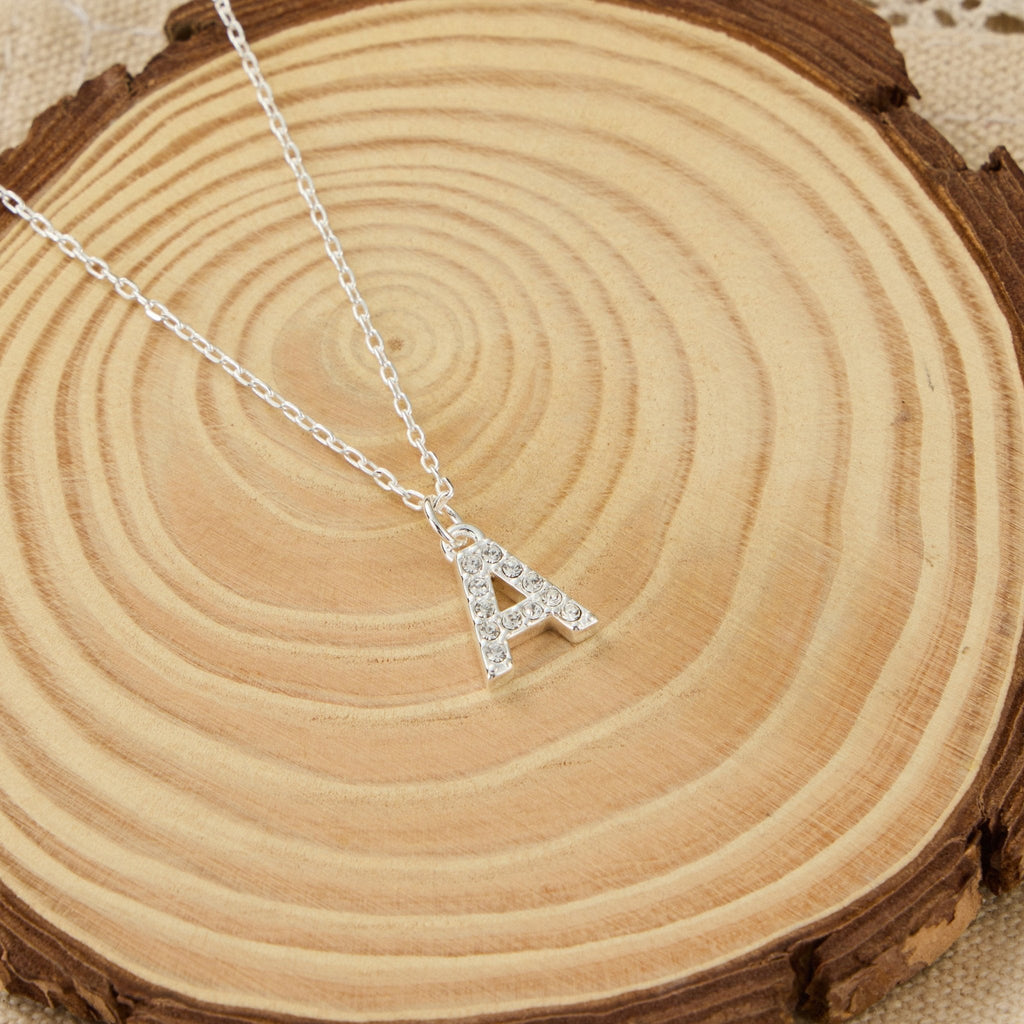 Pave Initial Necklace Letter A Created with Zircondia® Crystals