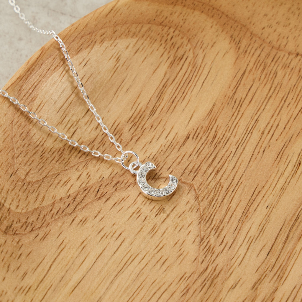 Pave Initial Necklace Letter C Created with Zircondia® Crystals