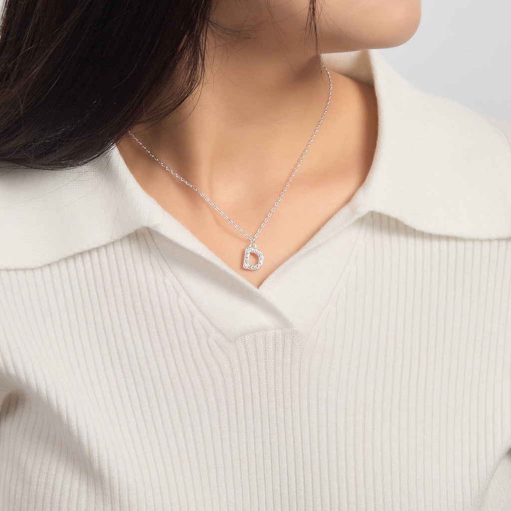Pave Initial Necklace Letter D Created with Zircondia® Crystals