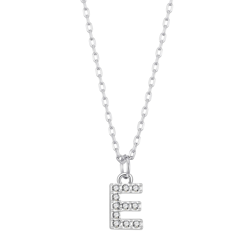 Pave Initial Necklace Letter E Created with Zircondia® Crystals