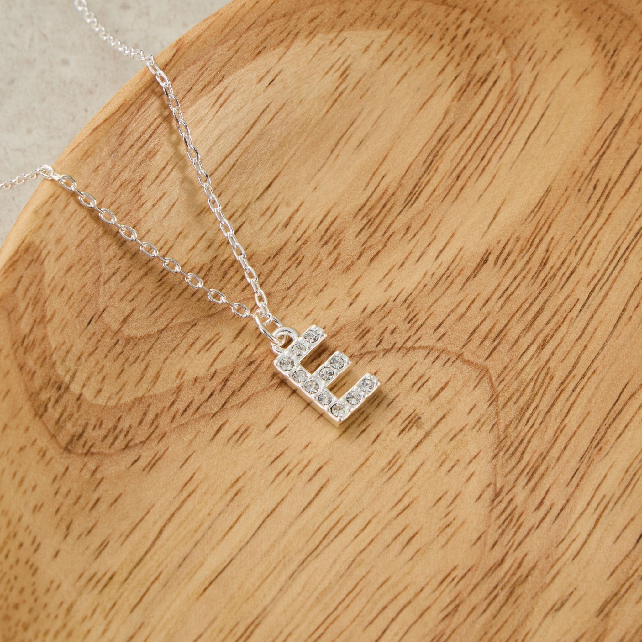 Pave Initial Necklace Letter E Created with Zircondia® Crystals