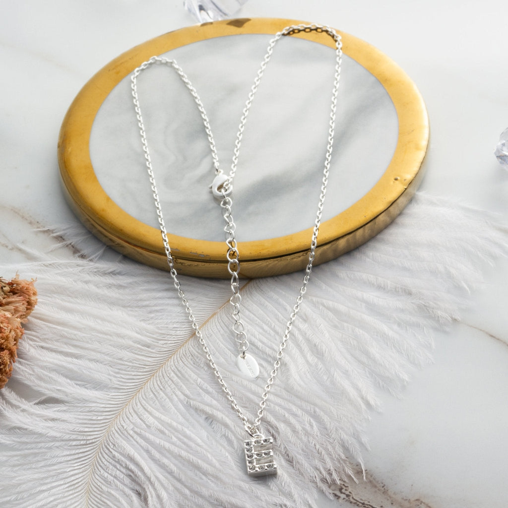 Pave Initial Necklace Letter E Created with Zircondia® Crystals