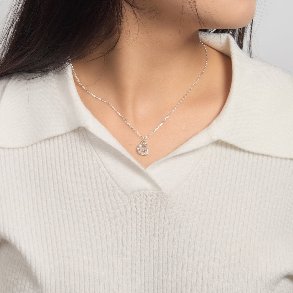 Pave Initial Necklace Letter G Created with Zircondia® Crystals