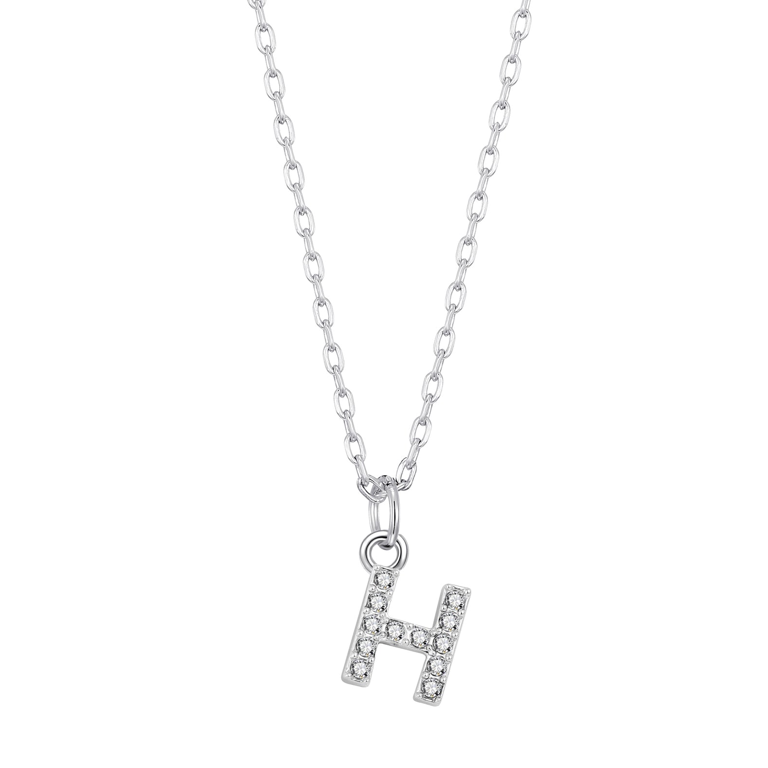 Pave Initial Necklace Letter H Created with Zircondia® Crystals