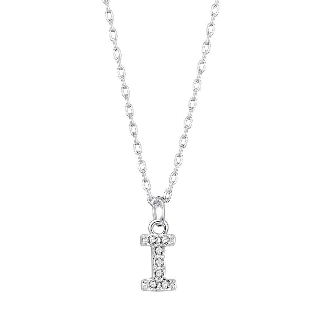 Pave Initial Necklace Letter I Created with Zircondia® Crystals