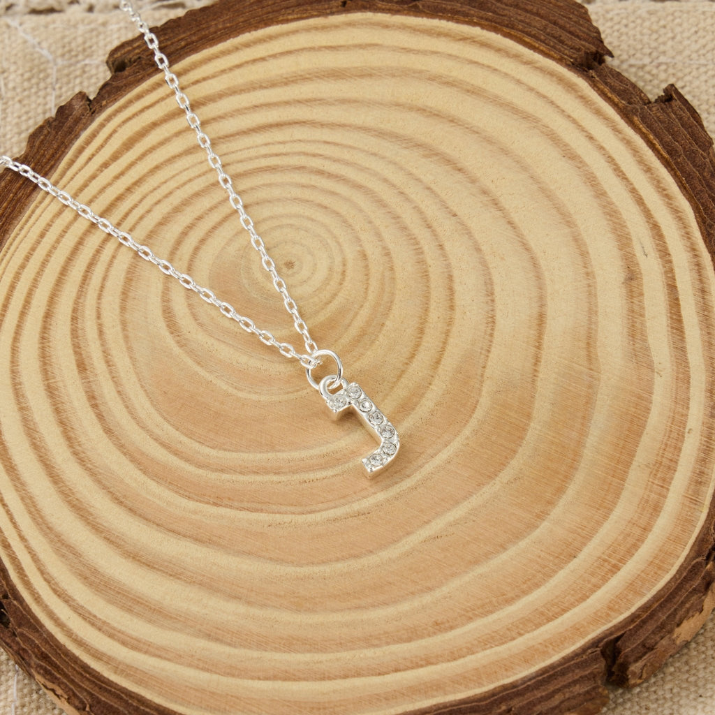 Pave Initial Necklace Letter J Created with Zircondia® Crystals