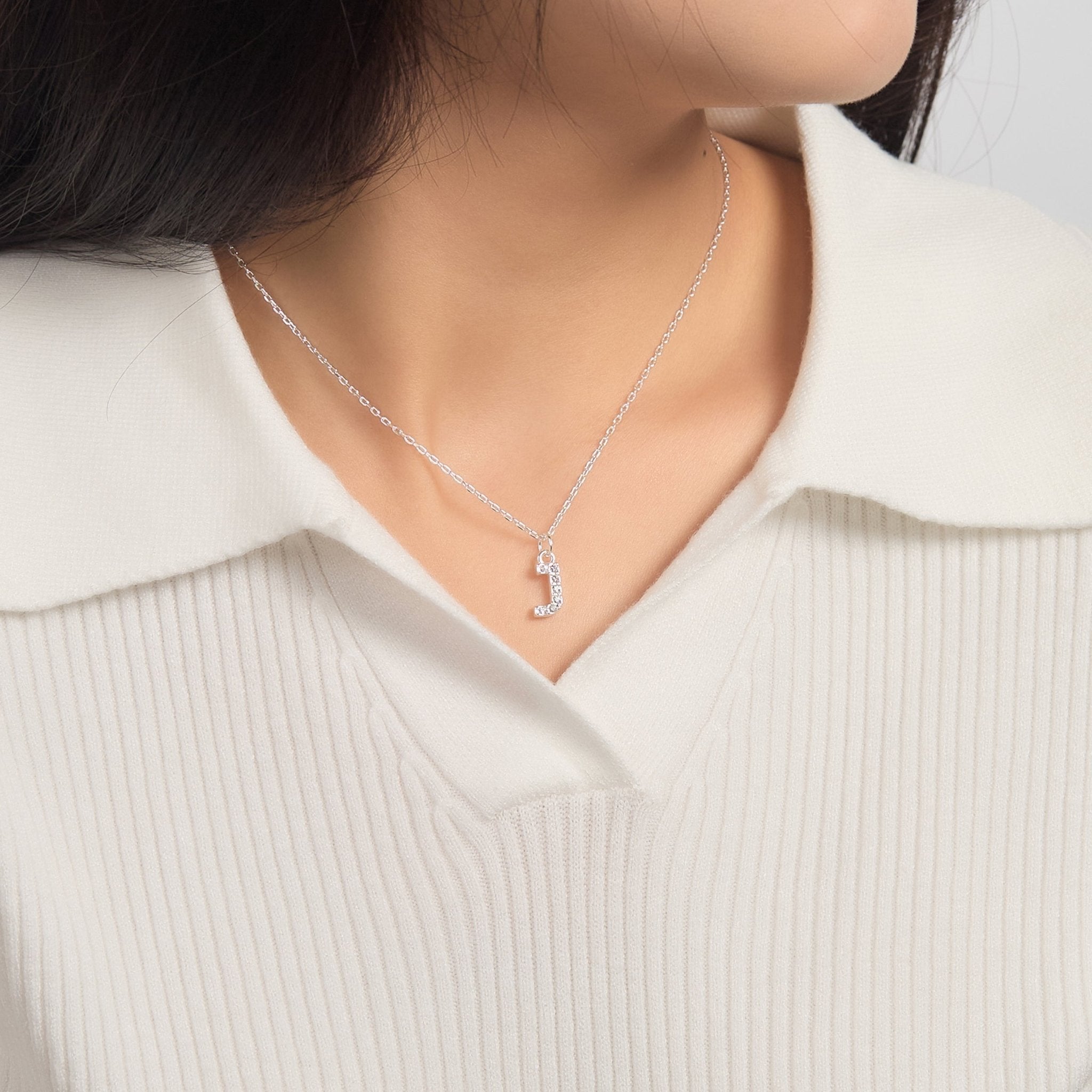 Pave Initial Necklace Letter J Created with Zircondia® Crystals