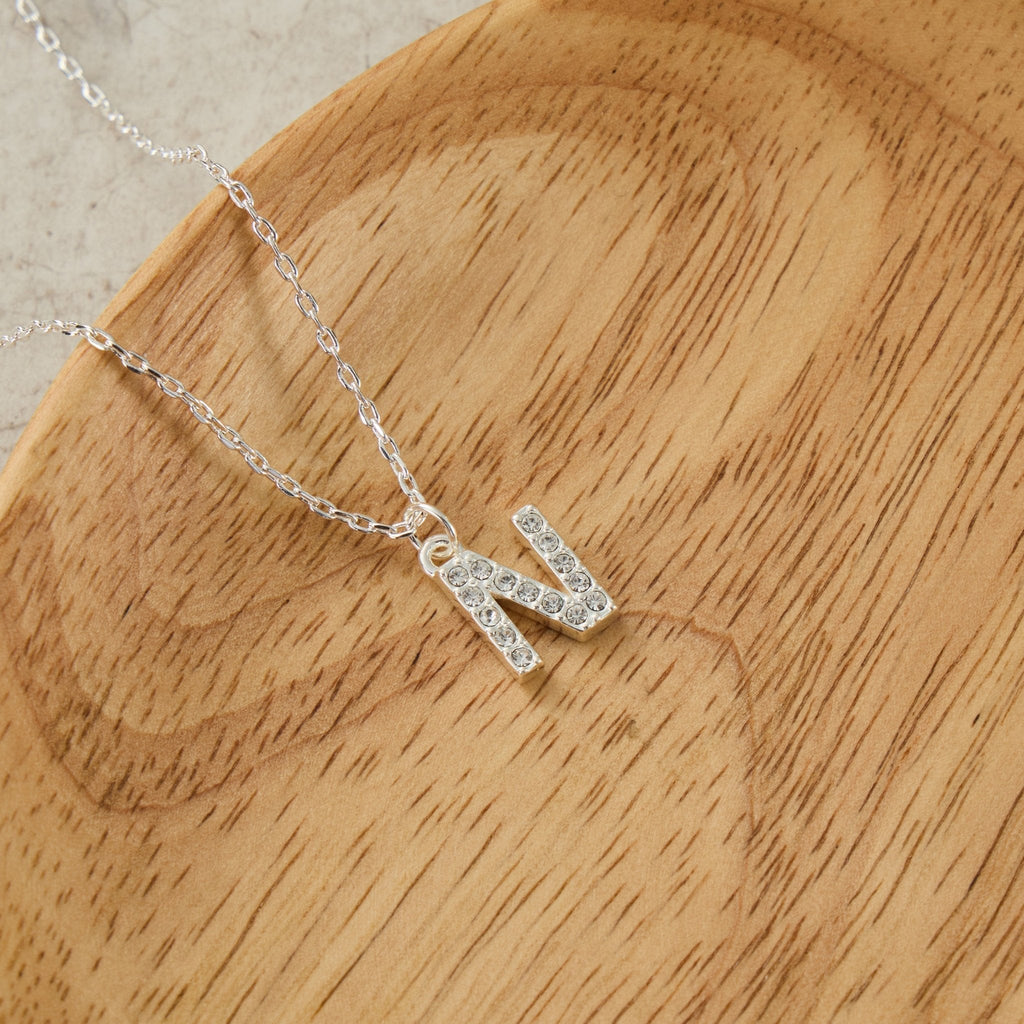 Pave Initial Necklace Letter N Created with Zircondia® Crystals