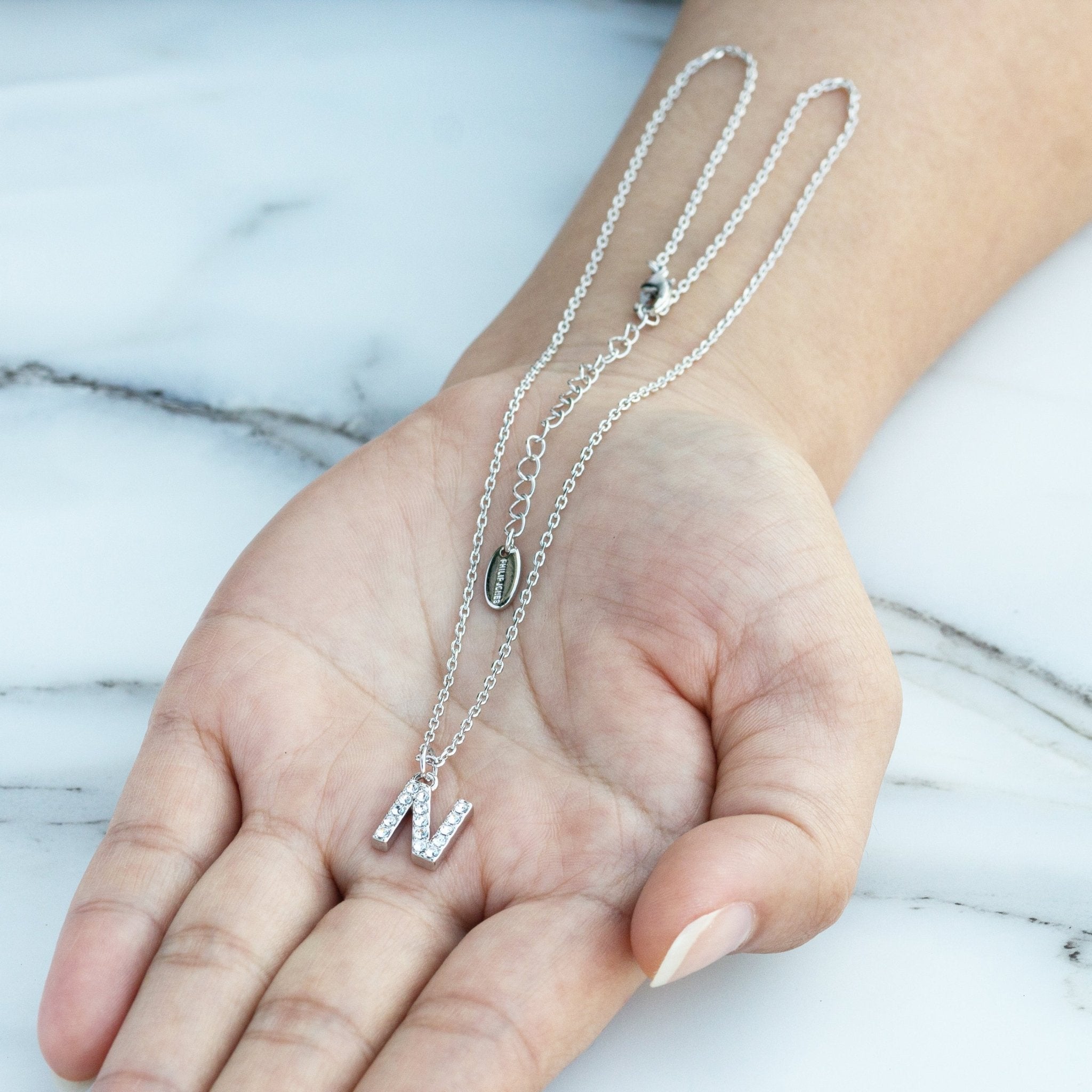 Pave Initial Necklace Letter N Created with Zircondia® Crystals