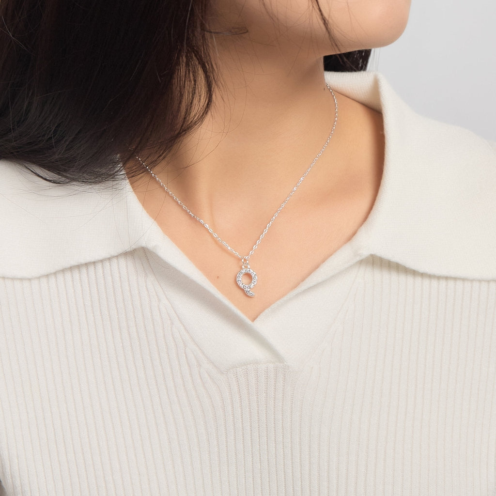 Pave Initial Necklace Letter Q Created with Zircondia® Crystals