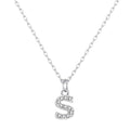 Pave Initial Necklace Letter S Created with Zircondia® Crystals