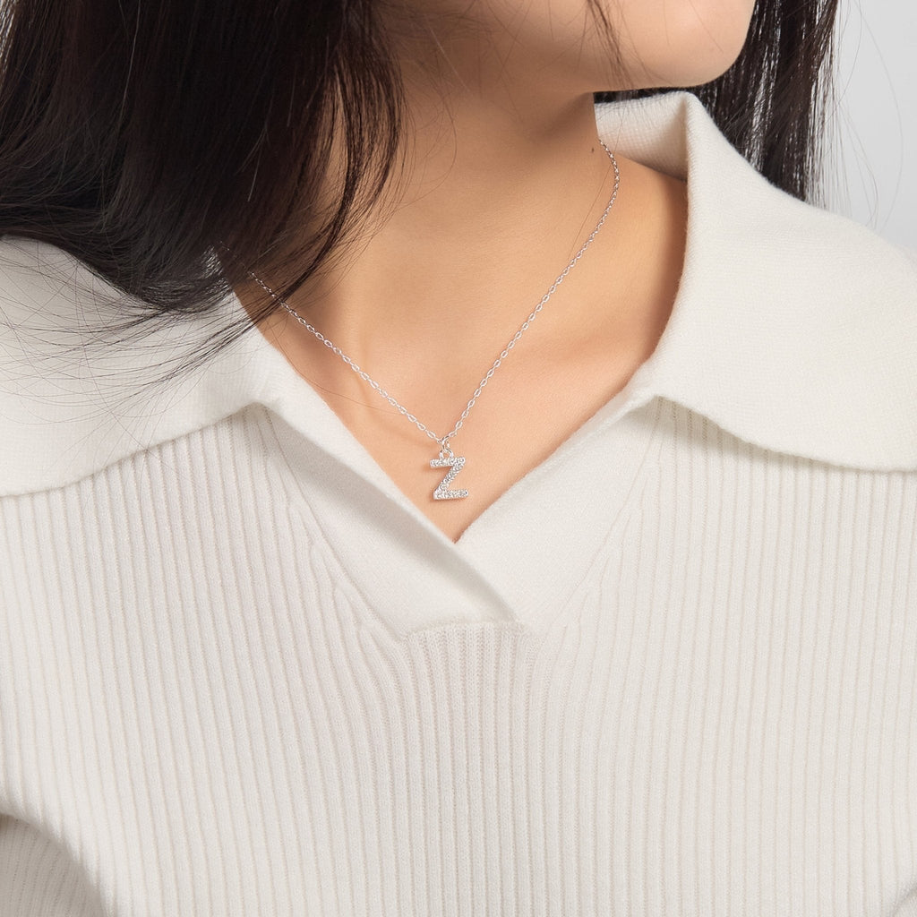 Pave Initial Necklace Letter Z Created with Zircondia® Crystals