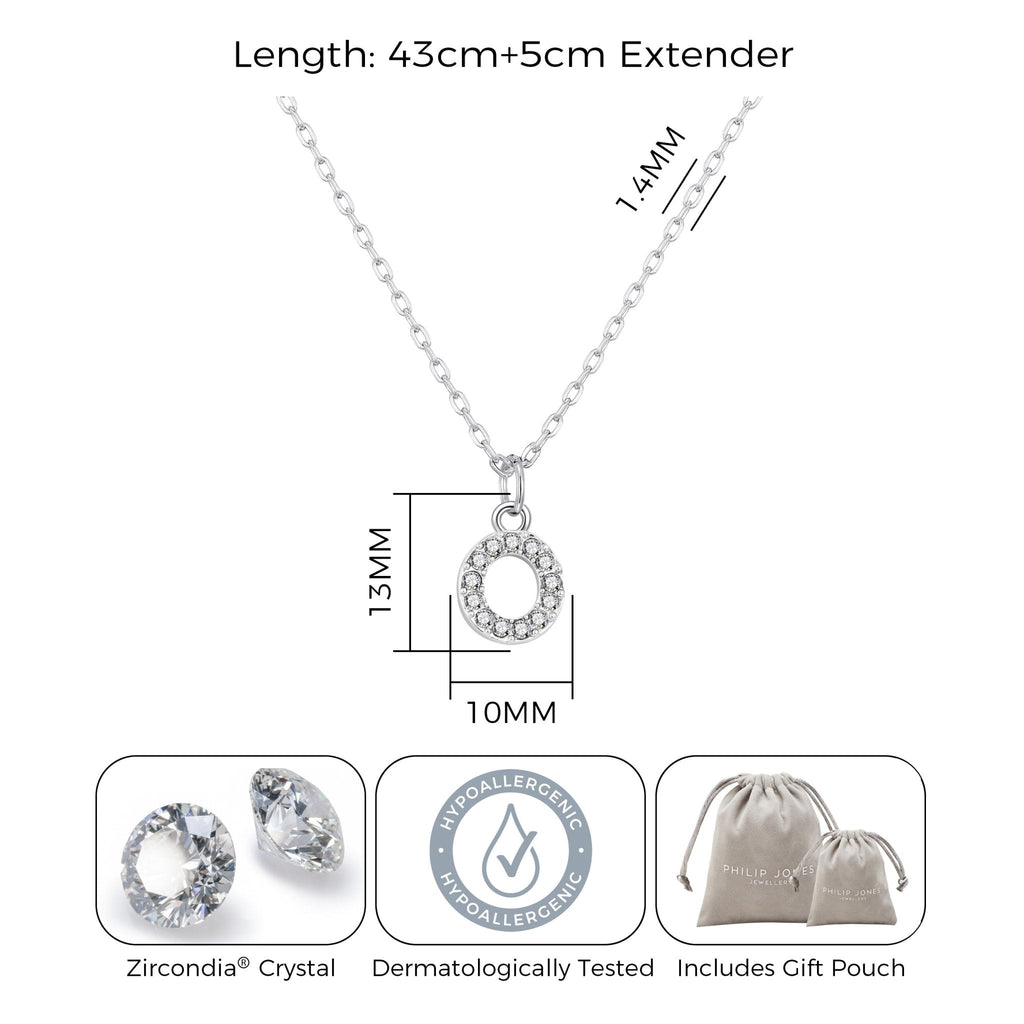 Pave Initial Necklace Letter O Created with Zircondia® Crystals