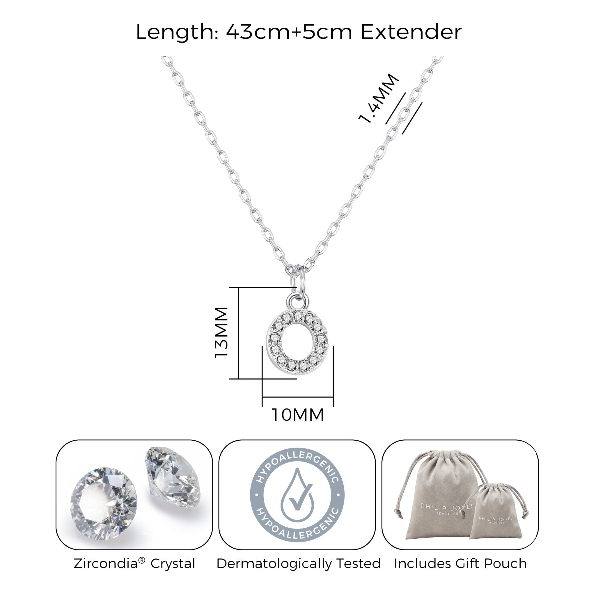 Pave Initial Necklace Letter O Created with Zircondia® Crystals