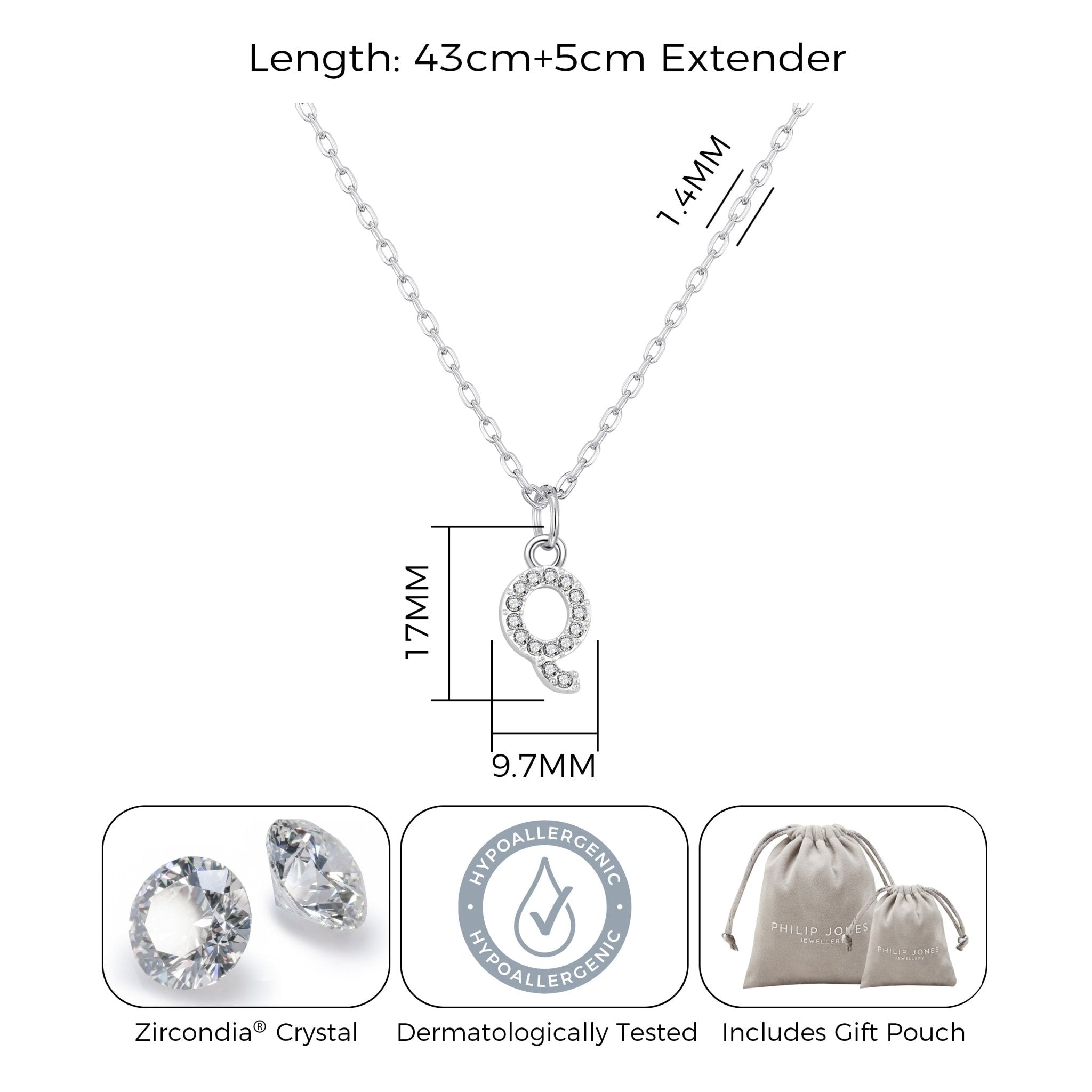 Pave Initial Necklace Letter Q Created with Zircondia® Crystals