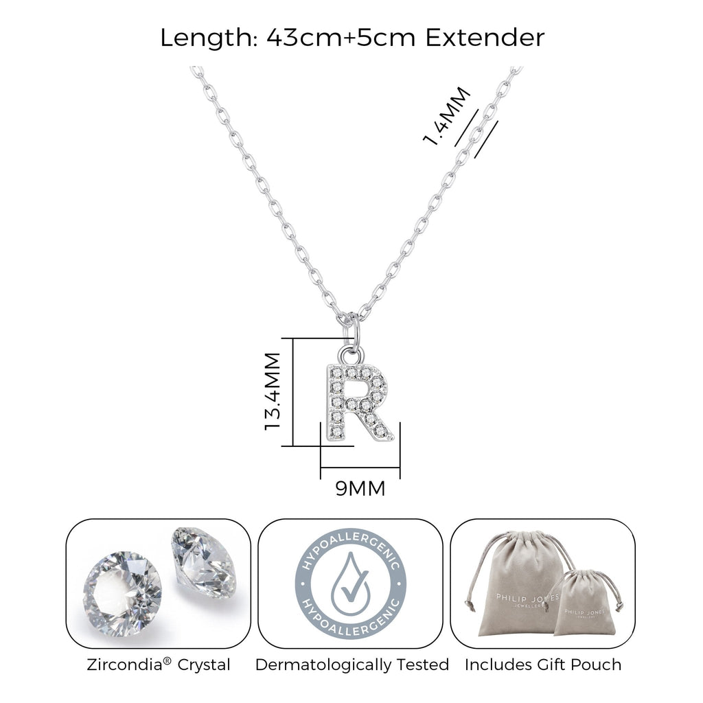 Pave Initial Necklace Letter R Created with Zircondia® Crystals