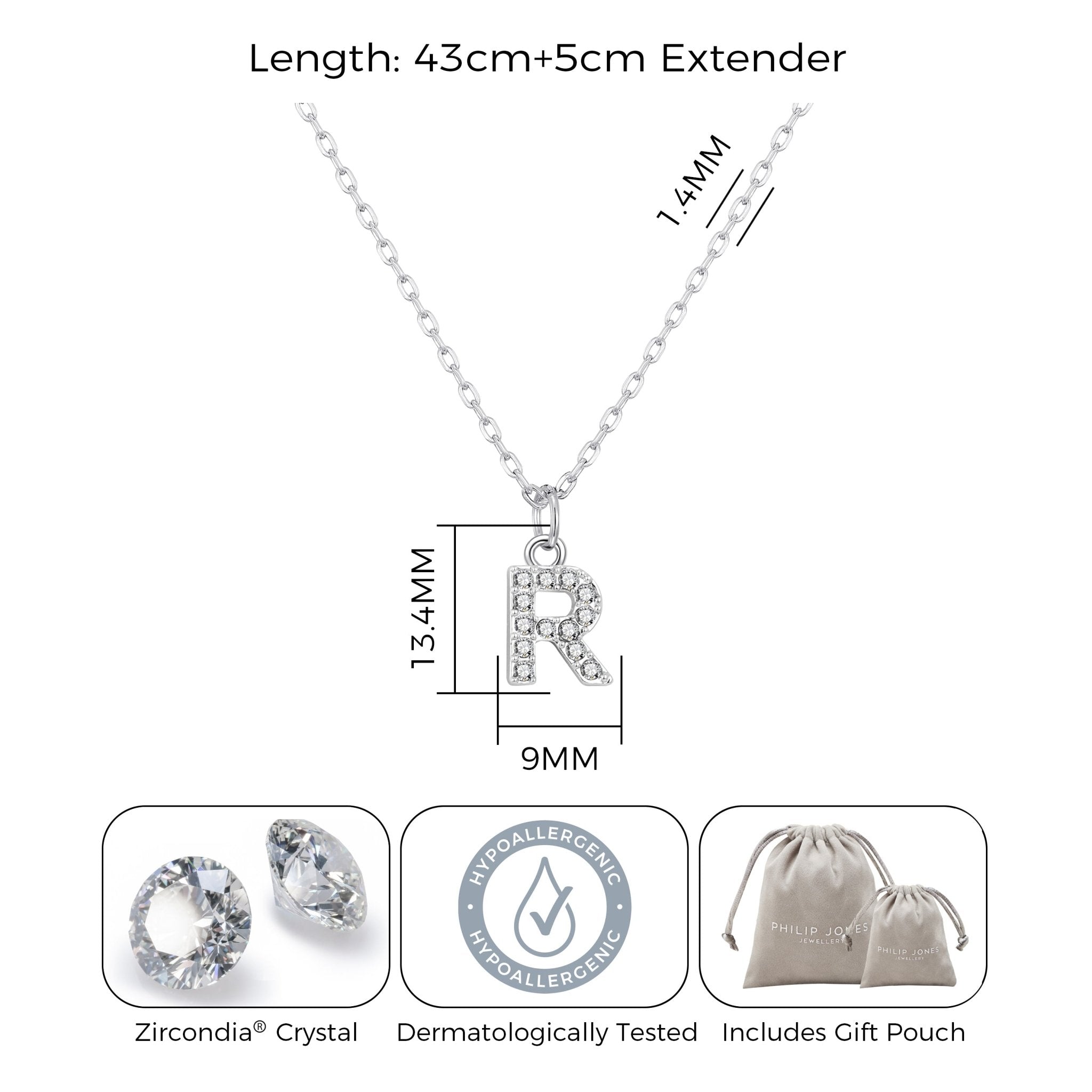 Pave Initial Necklace Letter R Created with Zircondia® Crystals