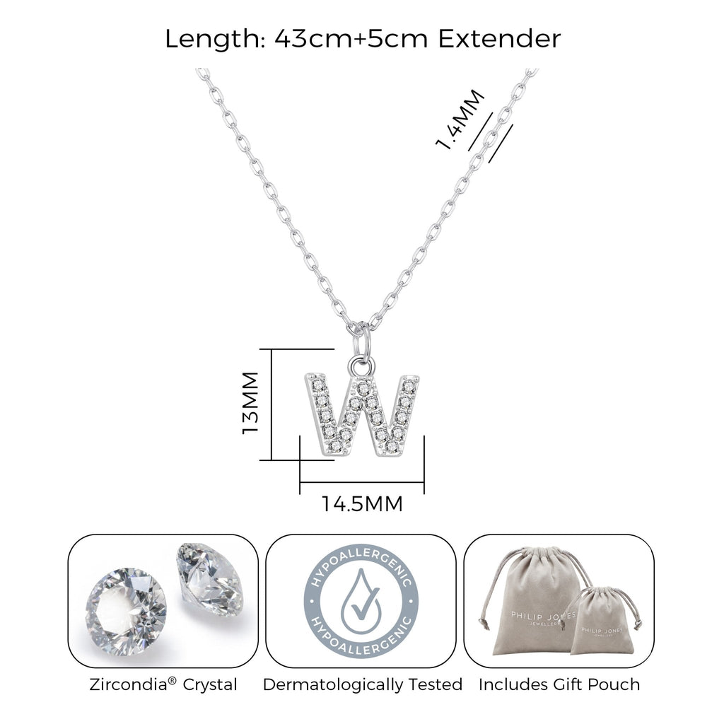 Pave Initial Necklace Letter W Created with Zircondia® Crystals