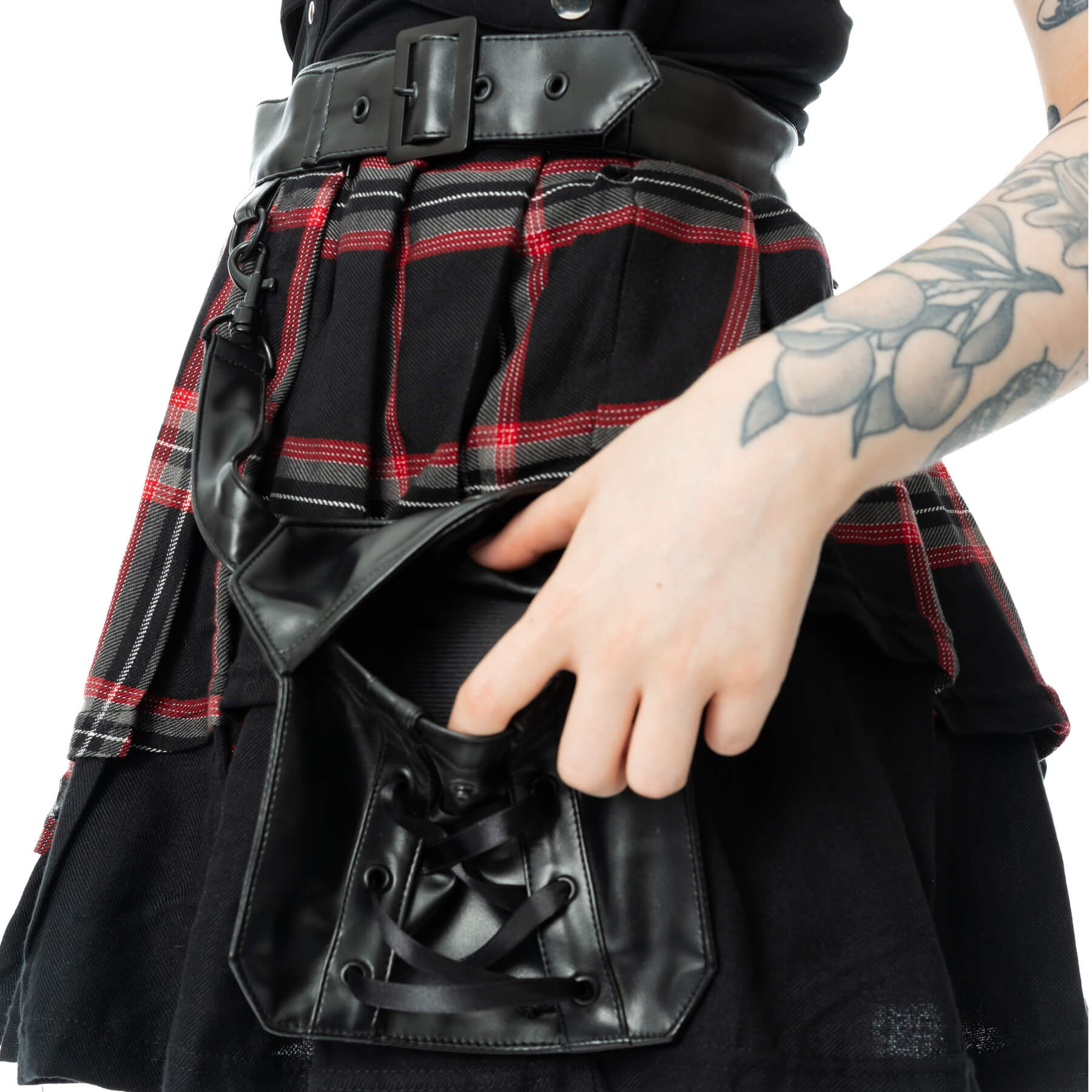 Poizen Industries Phantom Highlander Skirt Black Tartan