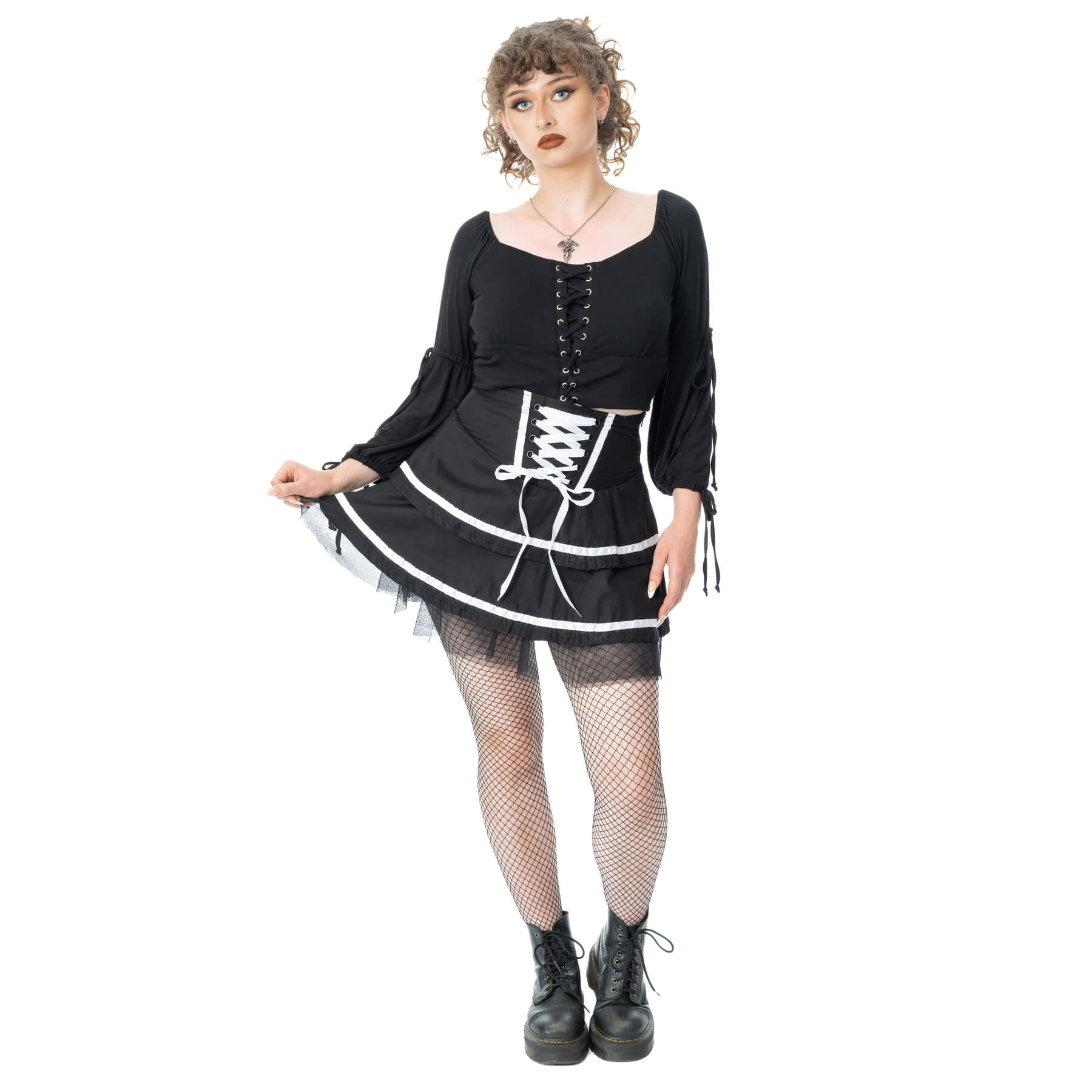 Poizen Industries Phantom Waltz Skirt Black/White