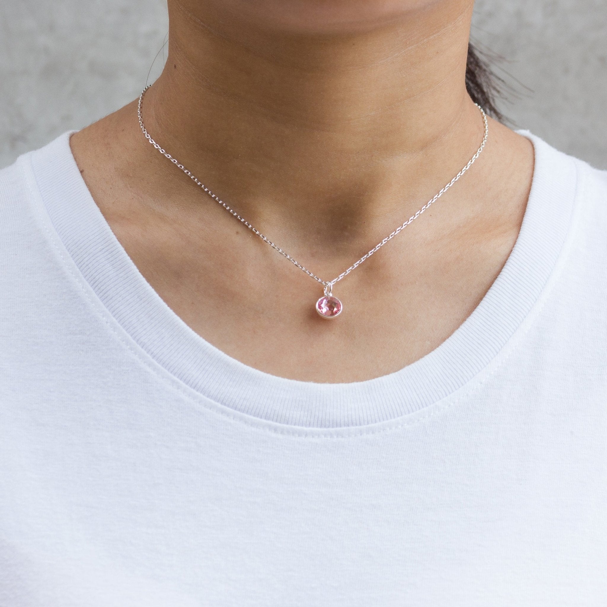 Pink Crystal Necklace Created with Zircondia® Crystals