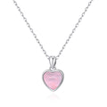 Pink Mother of Pearl Gemstone Heart Necklace