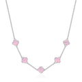 Pink Mother of Pearl Gemstone Multi Clover Necklace