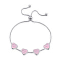 Pink Mother Of Pearl Gemstone Multi Heart Friendship Slider Bracelet