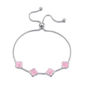 Pink Mother Of Pearl Multi Clover Friendship Slider Bracelet