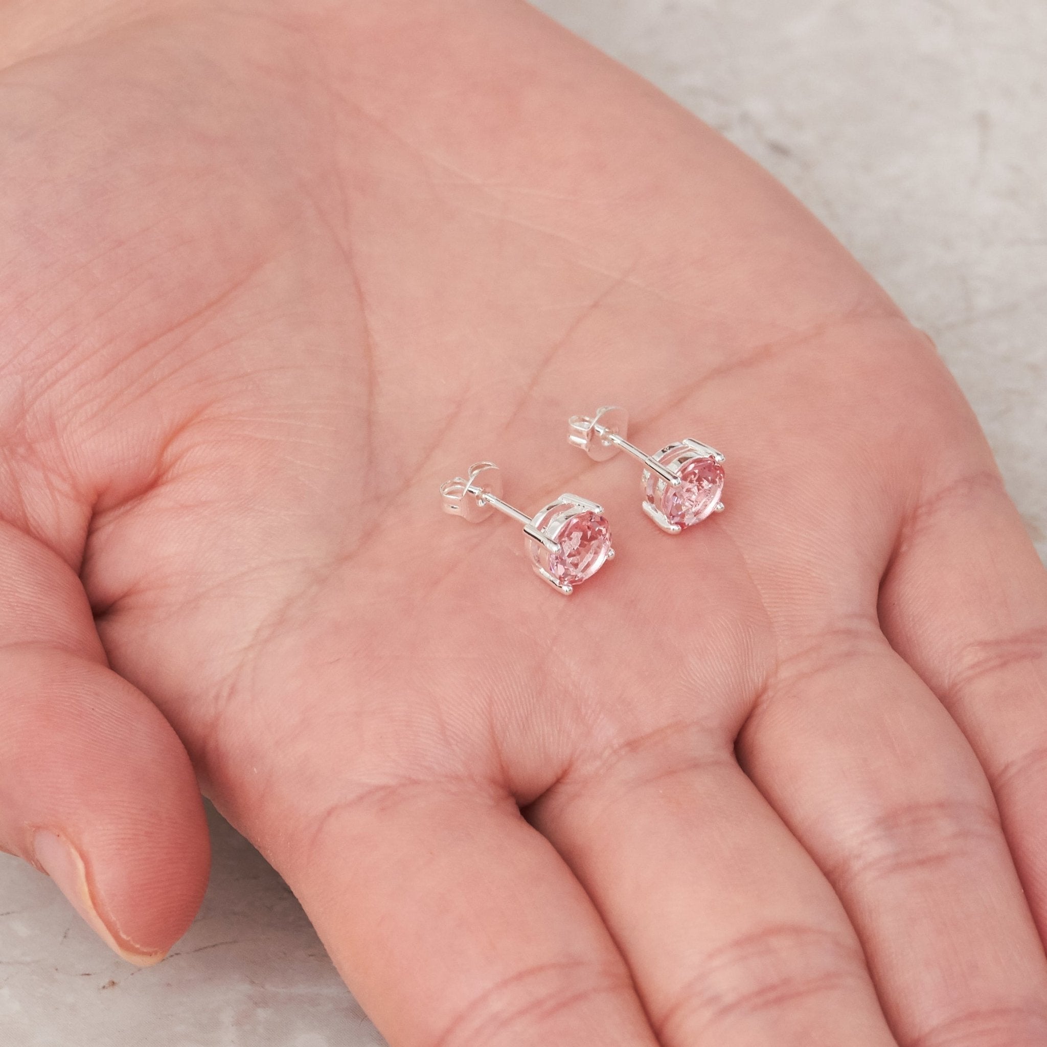 Pink Stud Earrings Created with Zircondia® Crystals