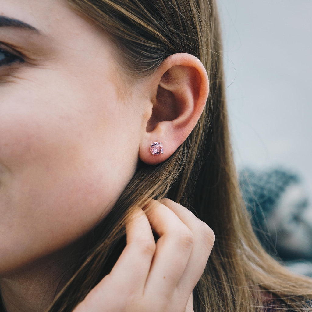 Pink Stud Earrings Created with Zircondia® Crystals