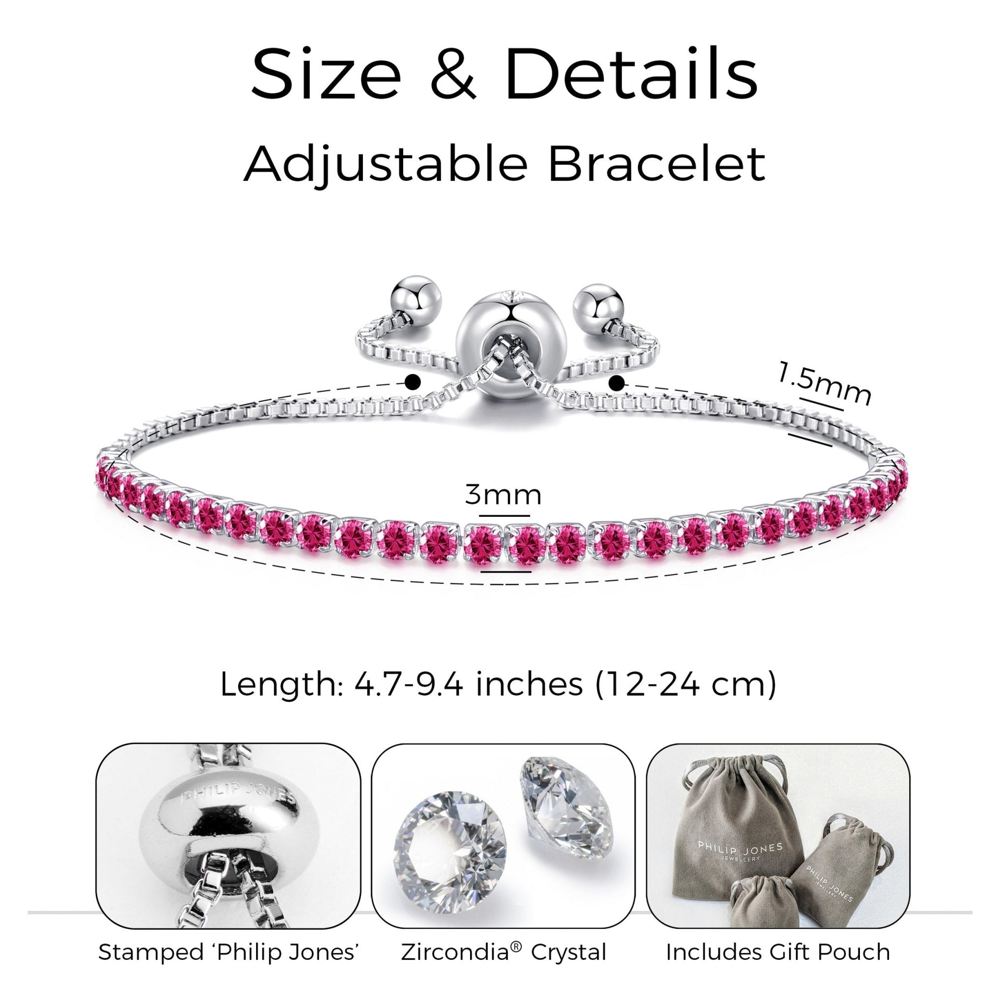 Pink Tennis Friendship Slider Bracelet Created with Zircondia® Crystals