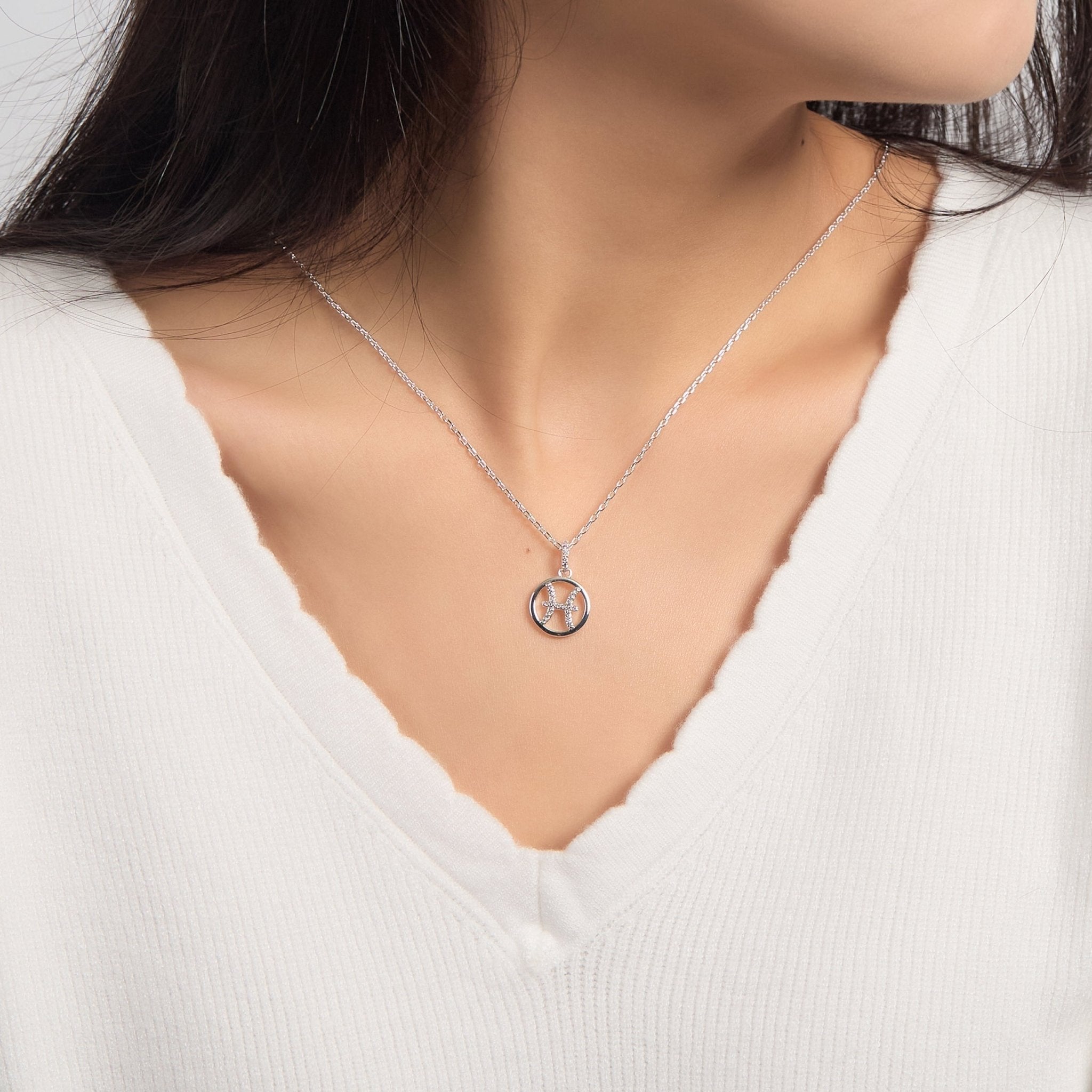 Pisces Star Sign Zodiac Necklace and Quote Card with Zircondia® Crystals