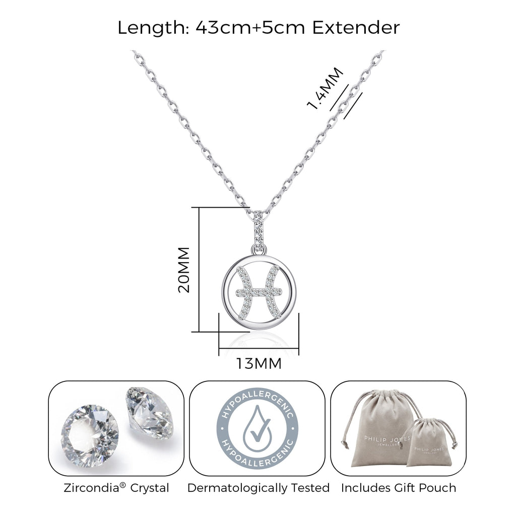 Pisces Star Sign Zodiac Necklace with Zircondia® Crystals