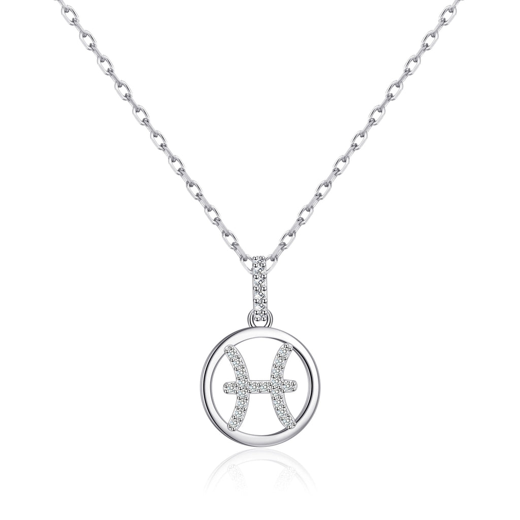 Pisces Star Sign Zodiac Necklace with Zircondia® Crystals