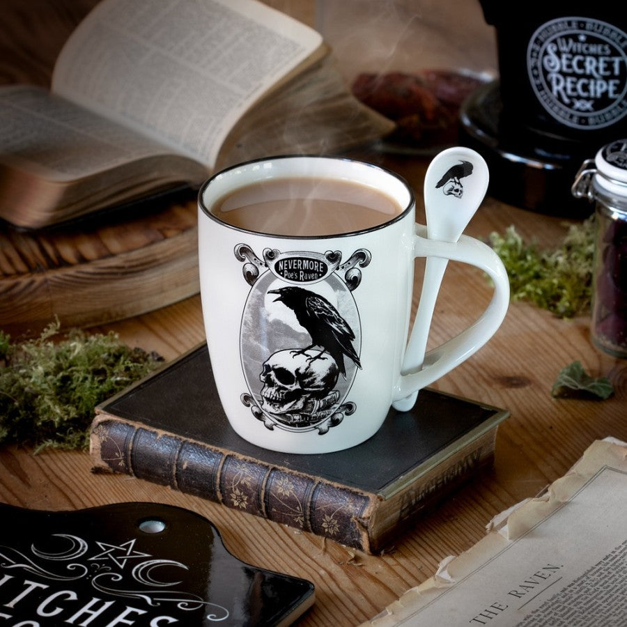 Alchemy Gothic Poe’s Raven Mug & Spoon Set
