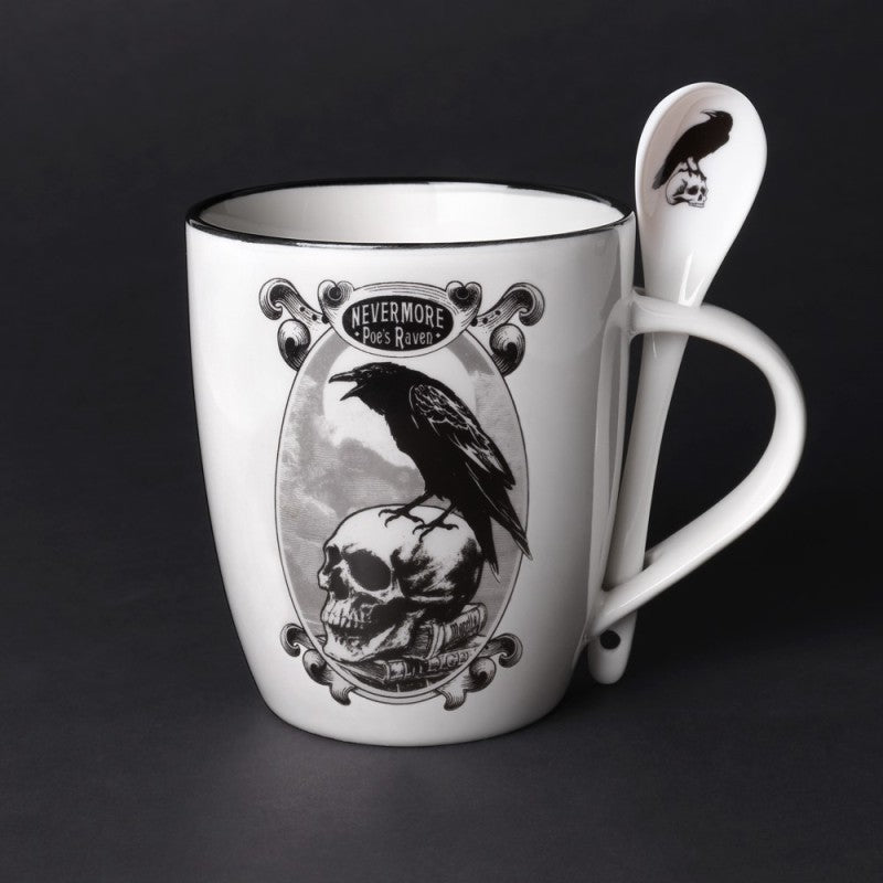 Alchemy Gothic Poe’s Raven Mug & Spoon Set