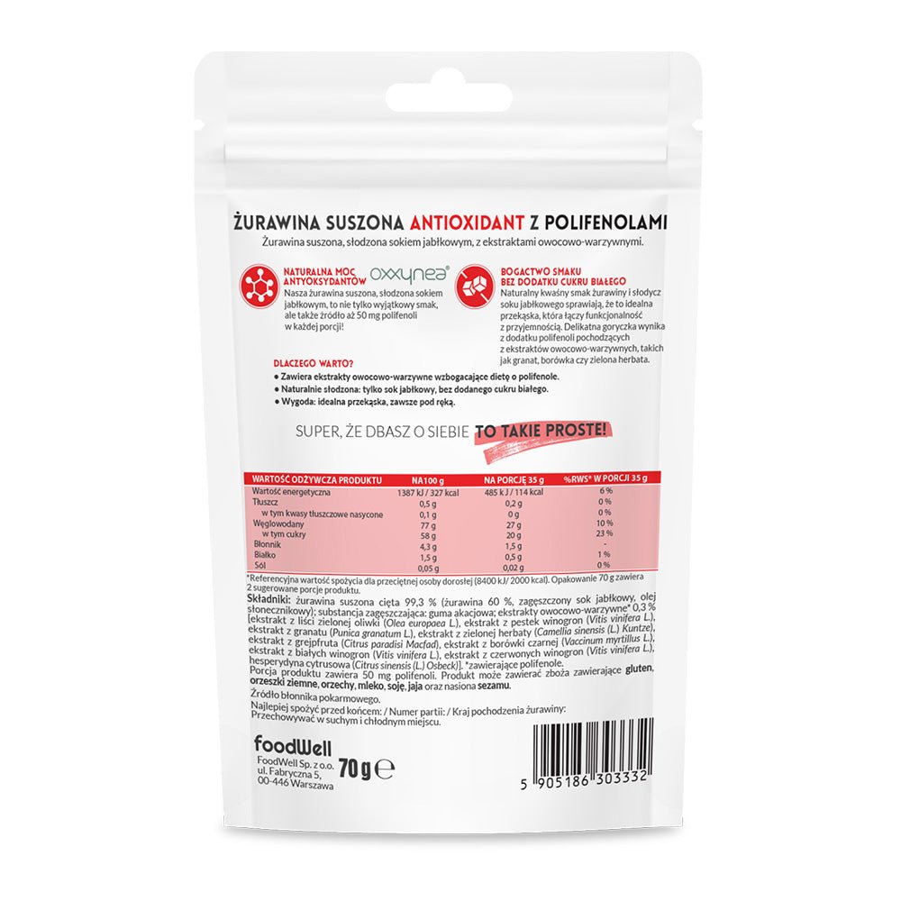 BB 31/08/2026 Dried cranberries - Antioxidant with Polyphenols 70g