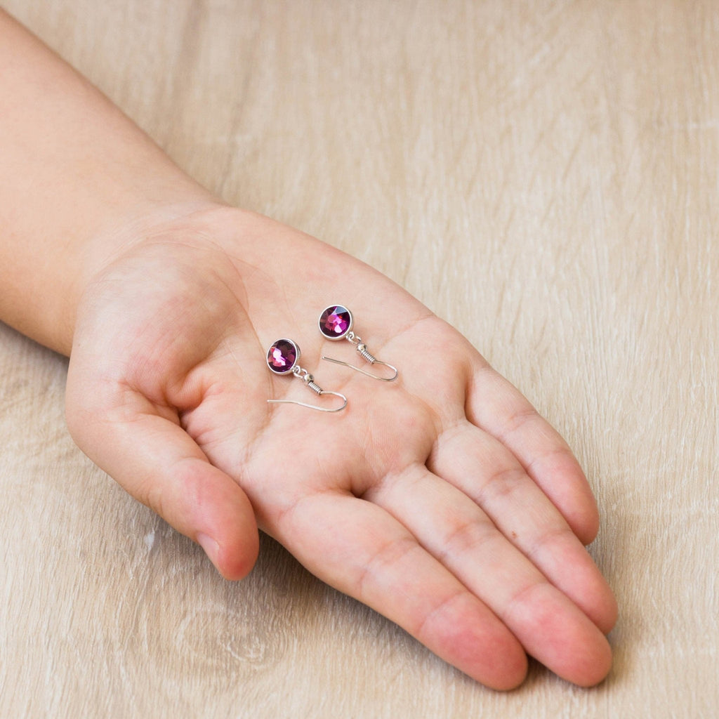 Purple Crystal Drop Earrings Created with Zircondia® Crystals
