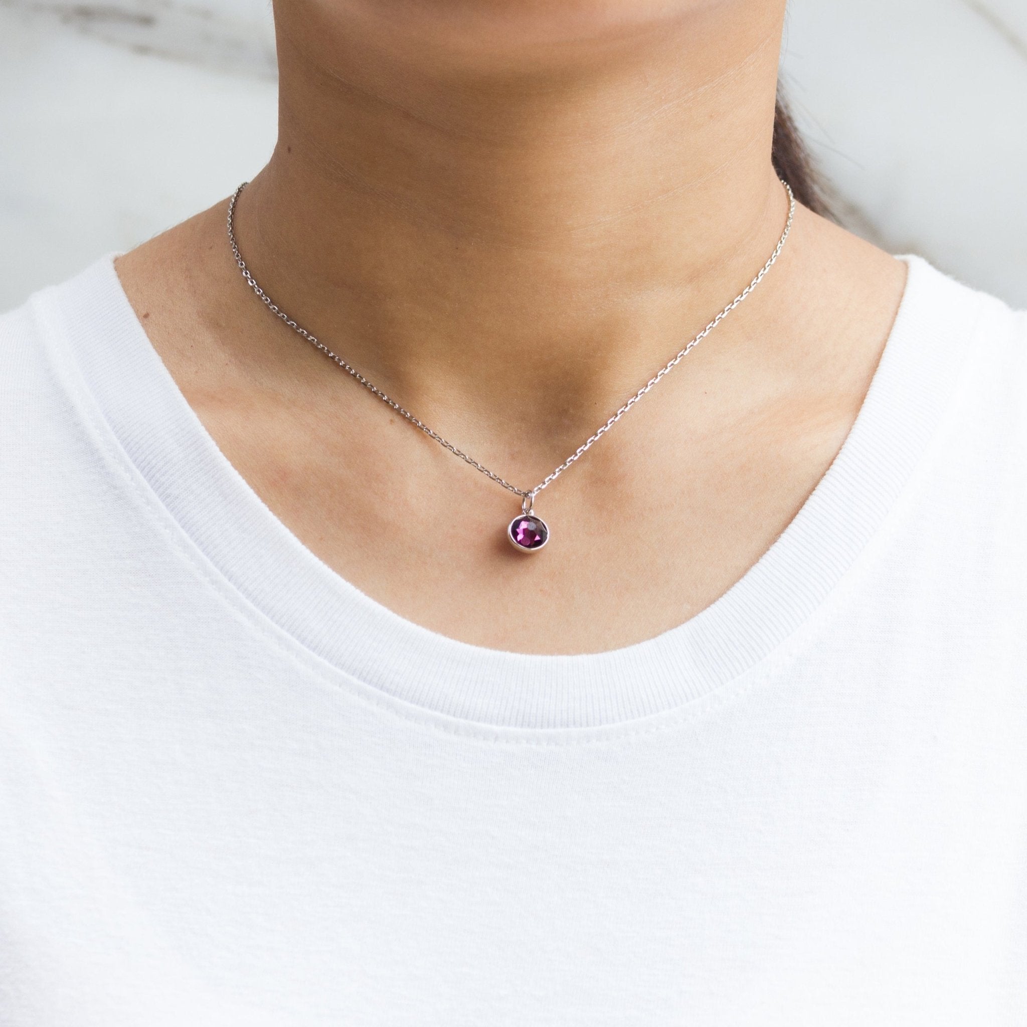Purple Crystal Necklace Created with Zircondia® Crystals