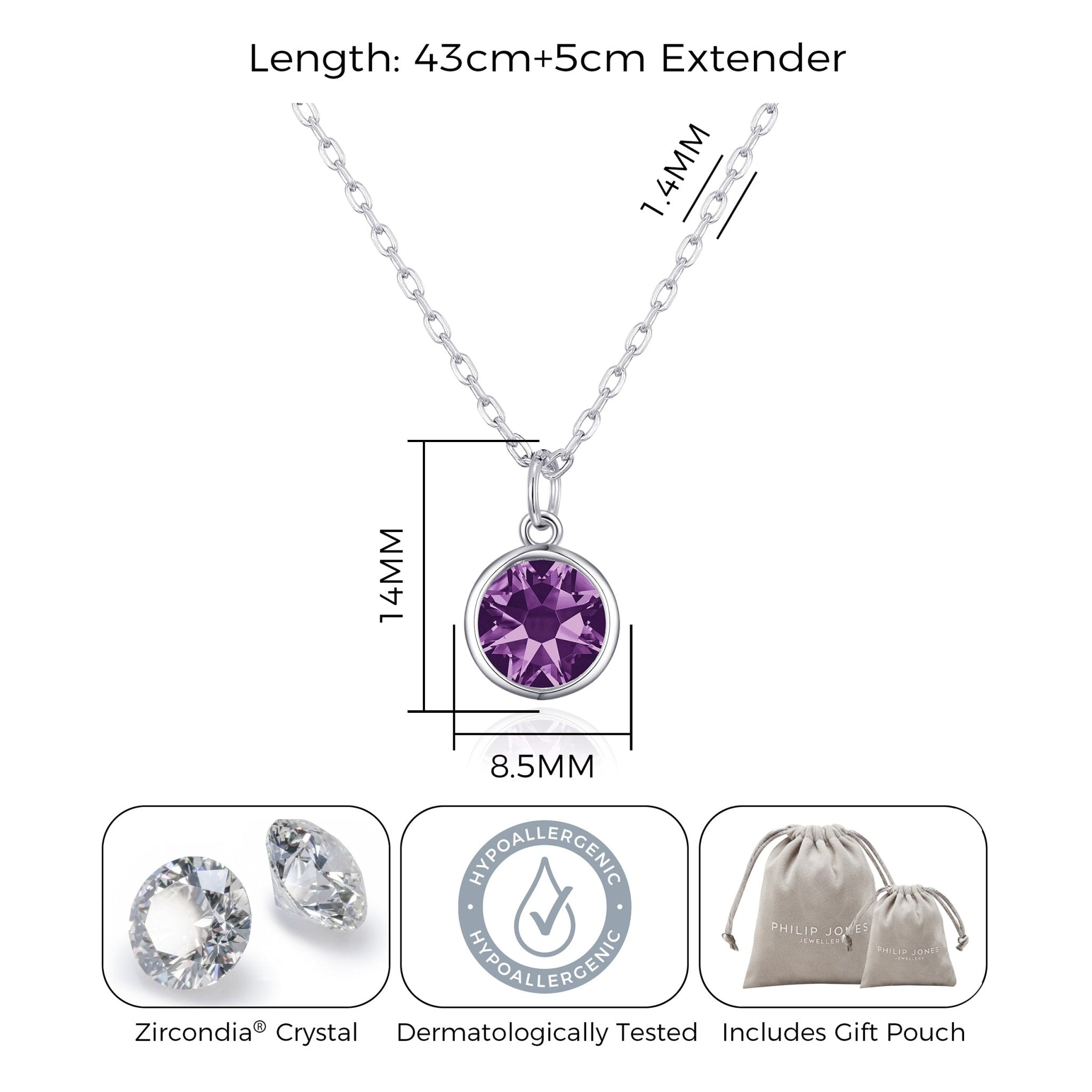 Purple Crystal Necklace Created with Zircondia® Crystals