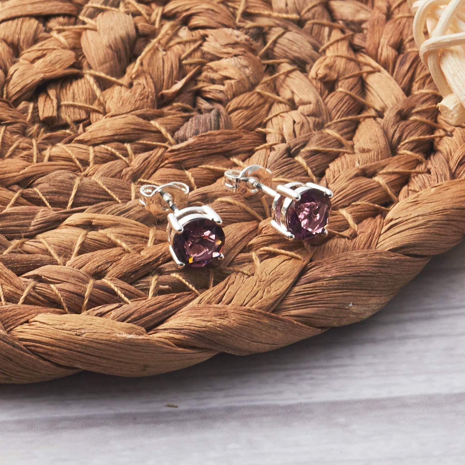Purple Stud Earrings Created with Zircondia® Crystals