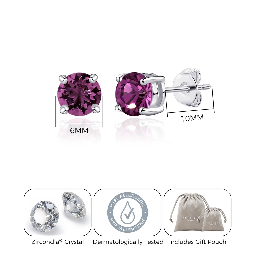 Purple Stud Earrings Created with Zircondia® Crystals